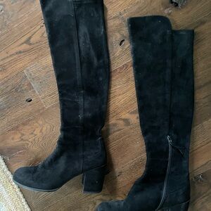 Stuart Weitzman Black Suede Over-the-Knee Boots